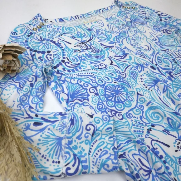 Lilly Pulitzer Blue and White Swirl Dress Sz Small - Picture 4 of 9